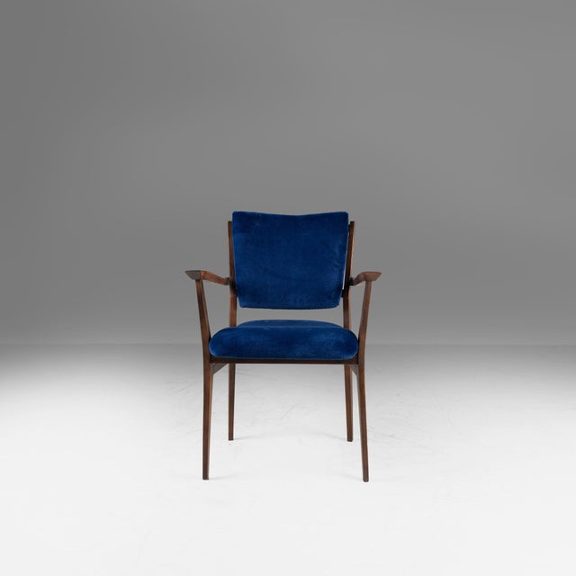 Mid-Century Modern Blue Velvet Wooden Chairs, 1950s, Set of 2 For Sale - Image 3 of 18