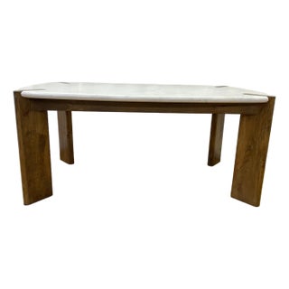 Harp & Finial Noland Attributed Dining Table With Marble Top For Sale