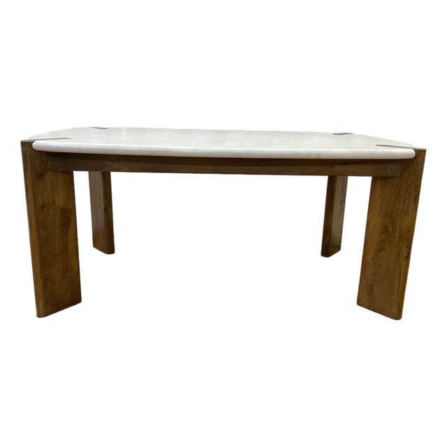 Harp & Finial Noland Attributed Dining Table With Marble Top For Sale