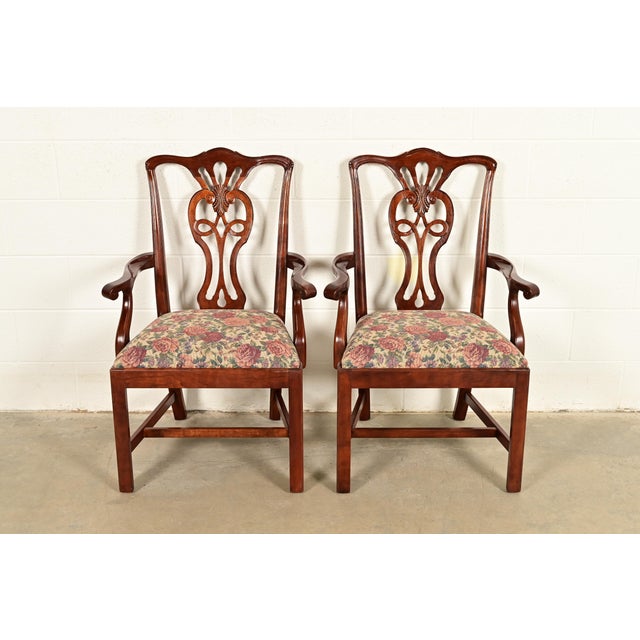 Henredon Georgian Carved Mahogany Armchairs, Pair For Sale - Image 16 of 16