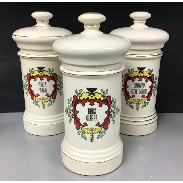 Set of 3 Large Vintage Porcelain Apothecary Jars Chairish