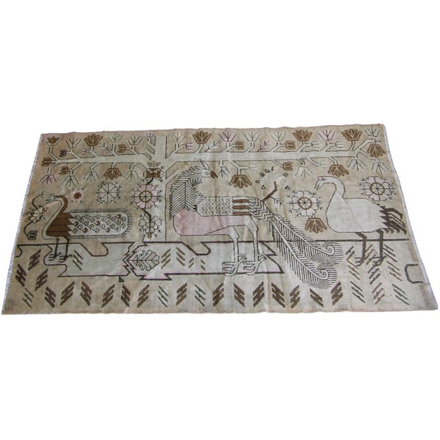 1900s Antique Tan Rug 8'5'' X 4'10'' For Sale In Los Angeles - Image 6 of 6