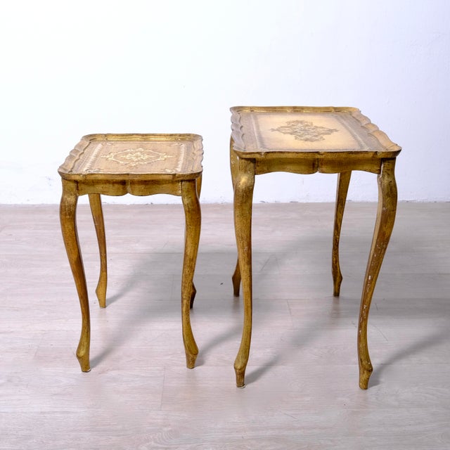 Gold Neo-Classical Florentine Nesting Tables, Italy, 1960s, Set of 2 For Sale - Image 8 of 17