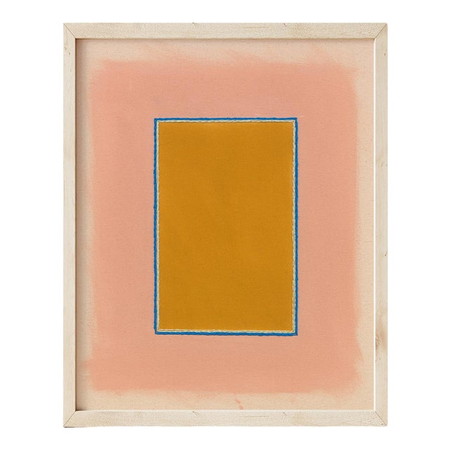Mustard Gold & Blush Pink Minimalist Color Field Art Print, Emily Keating Snyder, 38 X 30 Print in Wood Frame For Sale