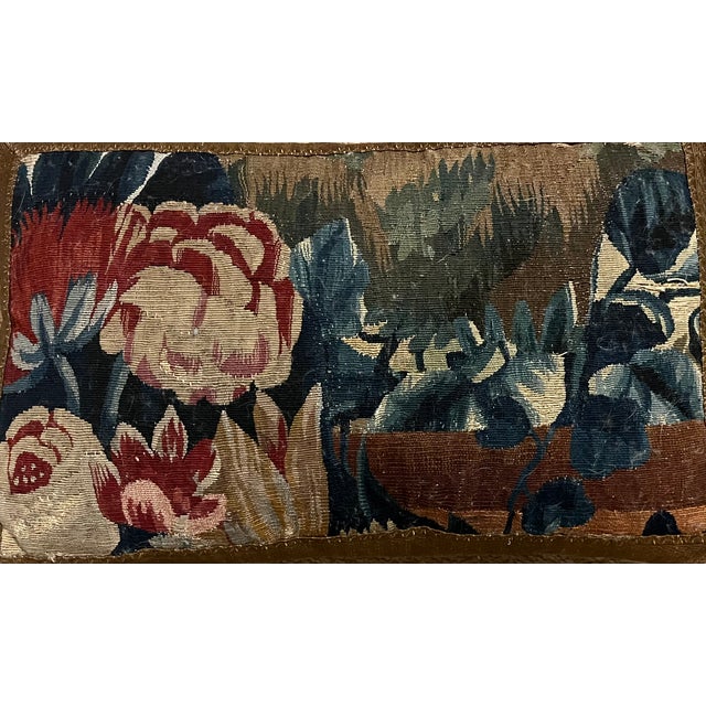 Antique 18th century French aubusson verdure tapestry pillow. Measures 17 1/2" x 12" x 5 1/2". Good condition - minor...