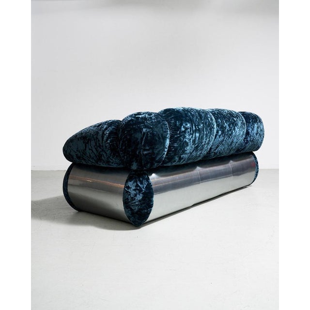 1960s Seating Group in Blue Velvet from Piazzesi, 1960s, Set of 3 For Sale - Image 5 of 10