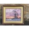 Winter Sunset with Snow - Pink, Orange & Purple Sky in the English Countryside by British Landscape Artist, Stephen...
