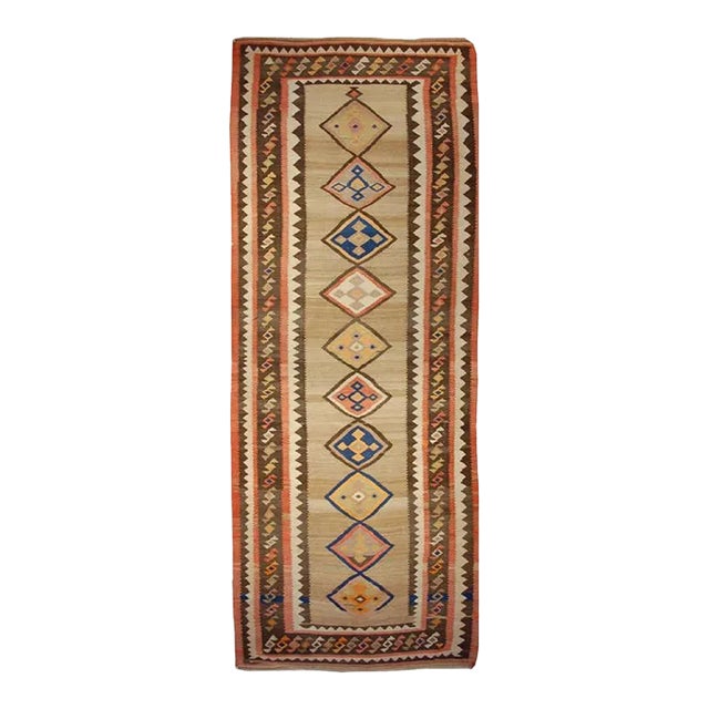 Early 20th Century Qazvin Kilim Runner For Sale