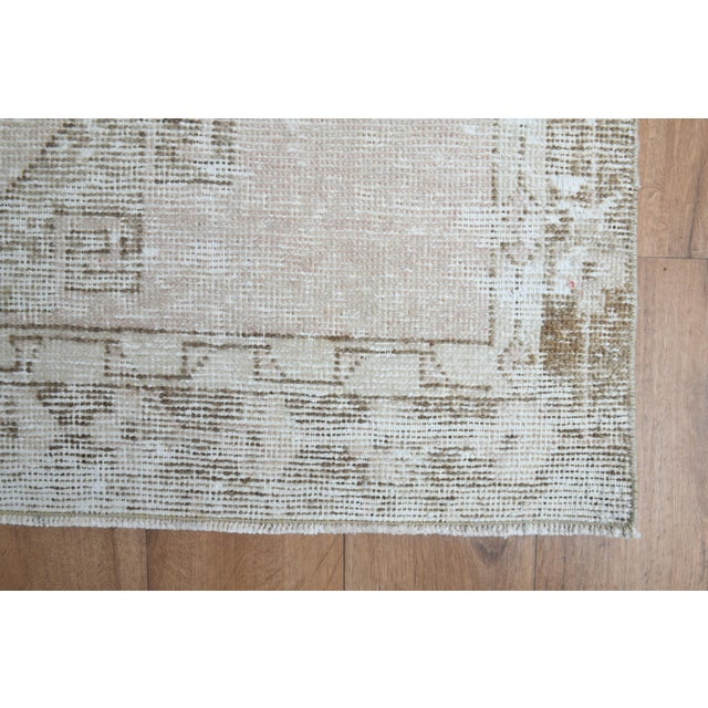 Beige 1970s Vintage Handmade Wool Cotton Turkish Beige Area Rug For Sale - Image 8 of 11