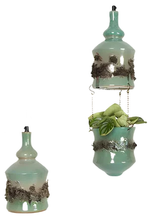 Vintage Danish Ceramic Pendants and Hanging Flower Pot, 1960s, Set of 2