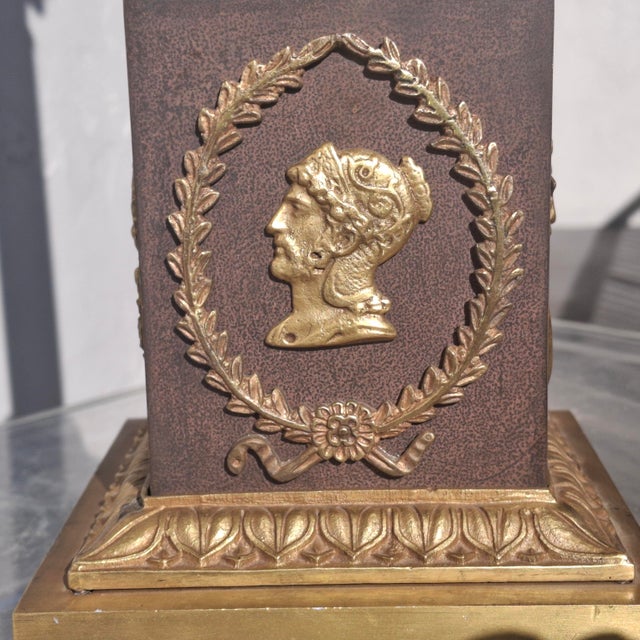 Late 19th Century 19thc French Empire Gilt & Patinated Bronze Table Lamp Candelabra For Sale - Image 5 of 12