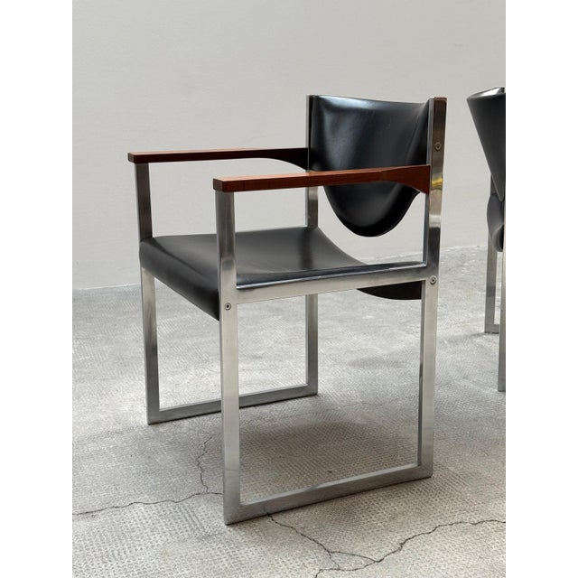 Black Bauhaus Office Armchairs in Leather and Nutwood from Lübke, Germany, 1960s, Set of 2 For Sale - Image 8 of 13