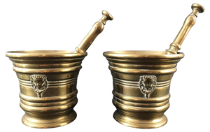 Bronze Mortar with Mascarons, 1900s, Set of 4
