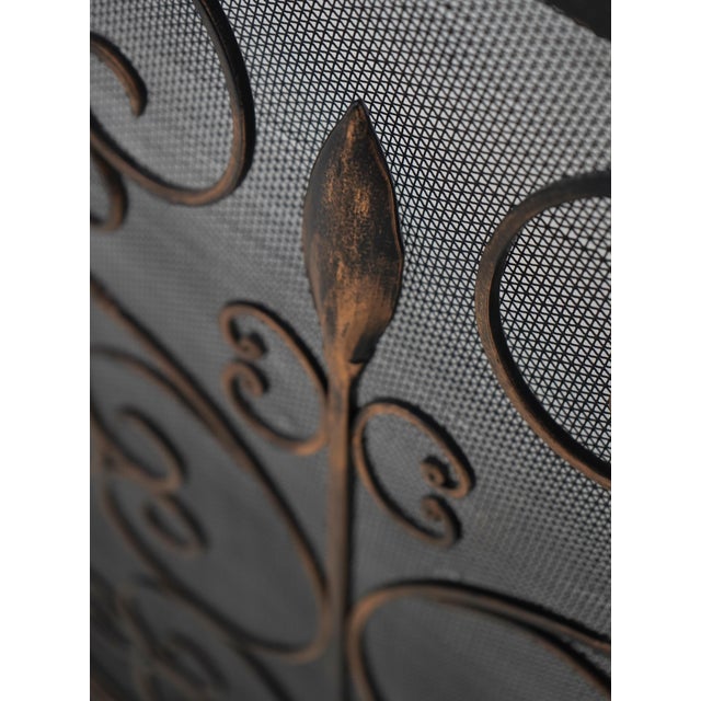 1980s French Country Wrought Iron 3 Panel Firescreen For Sale - Image 5 of 12