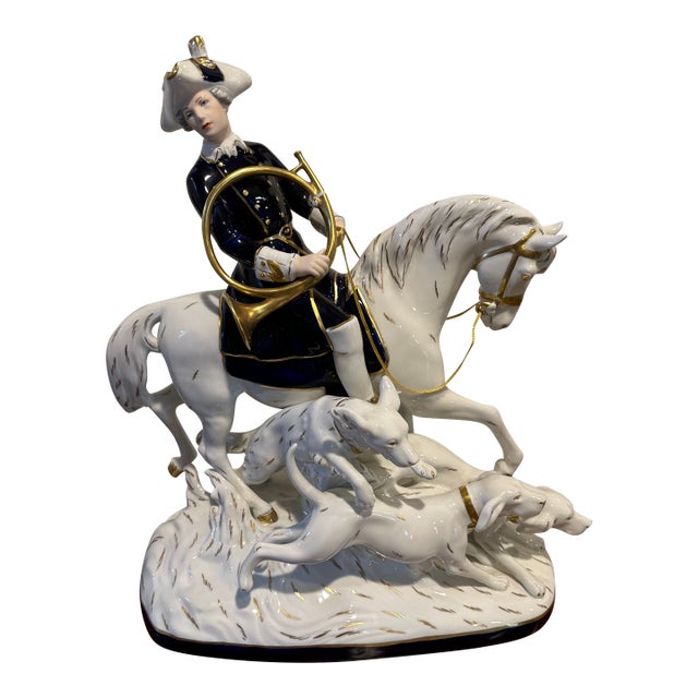 Vintage Royal Dux Bohemia Porcelain Equestrian & Hunting Group For Sale