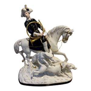 Vintage Royal Dux Bohemia Porcelain Equestrian & Hunting Group
