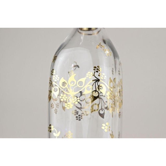 Glass Glass Decanter or Bottle with Gilt Floral Patterns, 1920s For Sale - Image 7 of 15