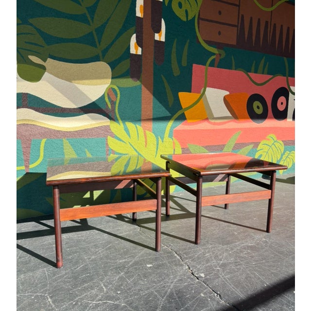 Mid-Century Modern Scandinavian Rosewood End Table Pair by Brode Blindheim for Sykkylven For Sale - Image 3 of 14