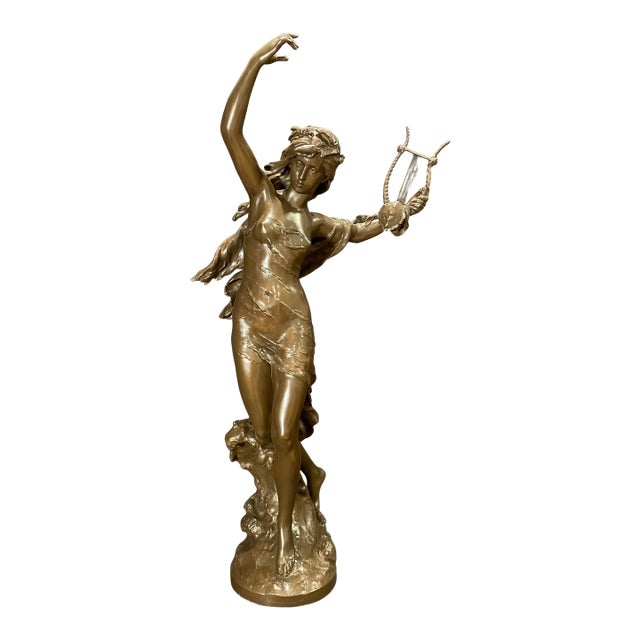 Late 19th Century Bronze Figure of "Danseuse a La Lyre" by Mathurin Moreau For Sale