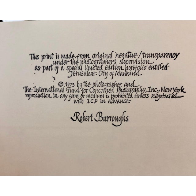 Printmaking Materials Robert Burroughs, Vintage Silver Gelatin Photograph Jerusalem Western Wall Night Time Photo 1973, 1973 For Sale - Image 7 of 8