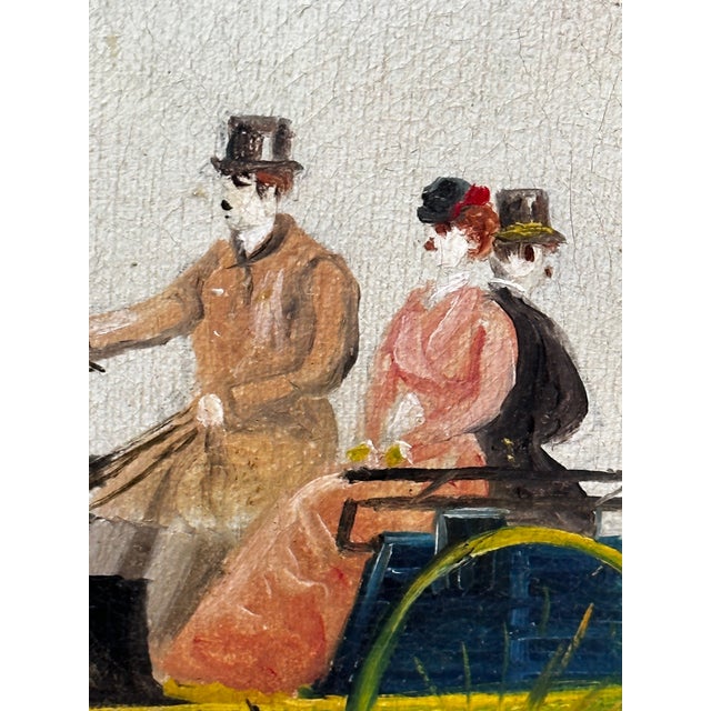 Textile Antique British Edwardian Oil Painting of Horses & Carriage Coachman Riders Signed Philip H. Rideout For Sale - Image 7 of 12