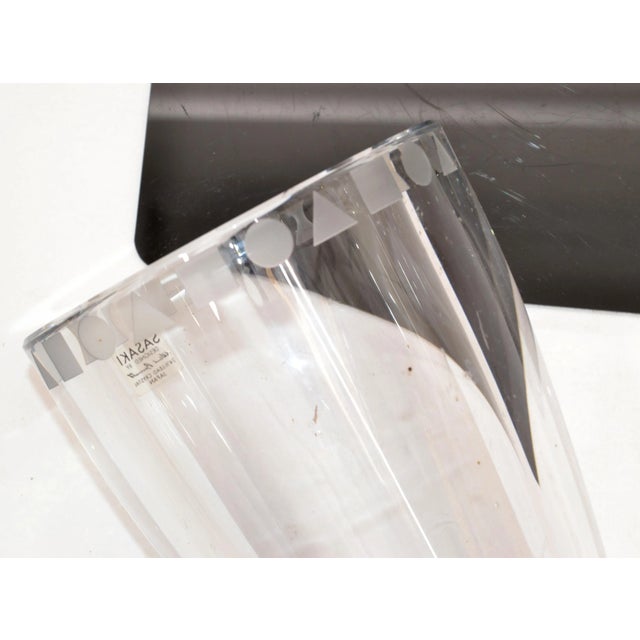 Metal 1970s Ward Bennett for Sasaki Sengai Japan Clear Lead Crystal Vase For Sale - Image 7 of 13