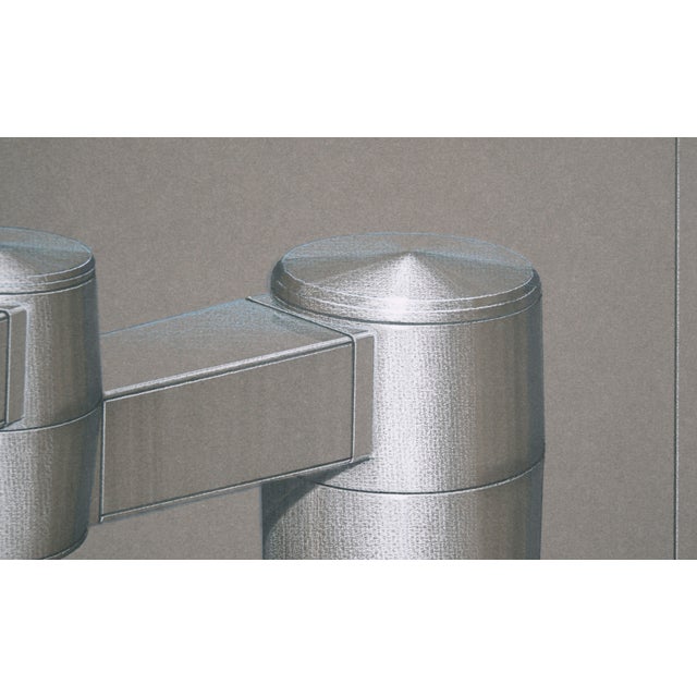 Photorealism Intelledex Industrial Machinery Design Drawing in Pencil and Ink on Paper by Edward T. Liljenwall For Sale - Image 3 of 5