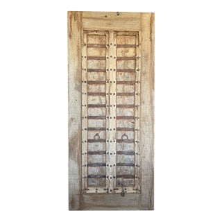 Antique Indian Rustic Wooden Entry Door | Distressed Hand-Carved Architectural Statement 84x36 For Sale