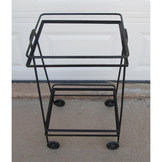 Mid 20th Century Iron 2 Tier Rolling Bar Cart Mathieu Matégot Style For Sale - Image 16 of 18