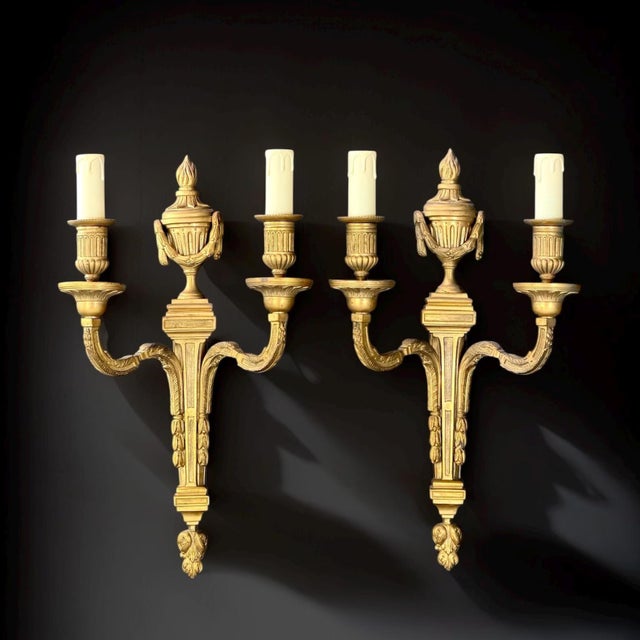 French Louis XVI Revival Gilt Bronze Wall Sconces, Set of 2 For Sale - Image 9 of 9