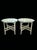Hollywood Regency Vintage Off White Fretwork Faux Bamboo Octagonal Oversized Glass Top Side Tables- A Pair For Sale - Image 3 of 11