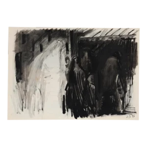 Monochromatic Figurative Abstract 1946 Ink