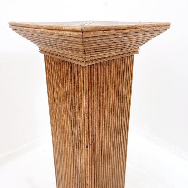 Pencil Reed Pedestal Console Table in the manner of Vivai Del Sud, 1970s For Sale - Image 9 of 12