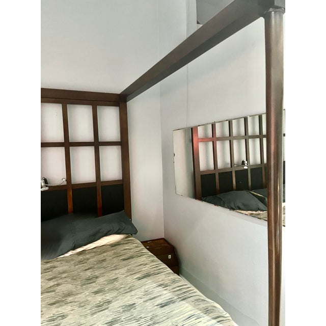 Lexington Furniture Oak Tudor King Size Paneled Canopy Four Poster Bed For Sale - Image 4 of 10