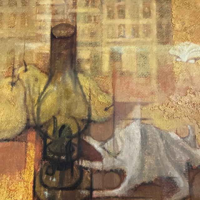 Abstract 1950’s Original Abstract Cubist Still Life/Cityscape Painting Signed For Sale - Image 3 of 6