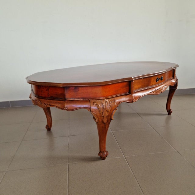 Wood Carved Wood Chippendale Coffee Table with Drawers and Brass Handles For Sale - Image 7 of 9