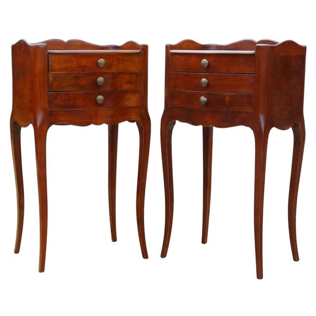 Vintage Walnut and Chestnut Bedside Tables, 1930s, Set of 2 For Sale - Image 10 of 10