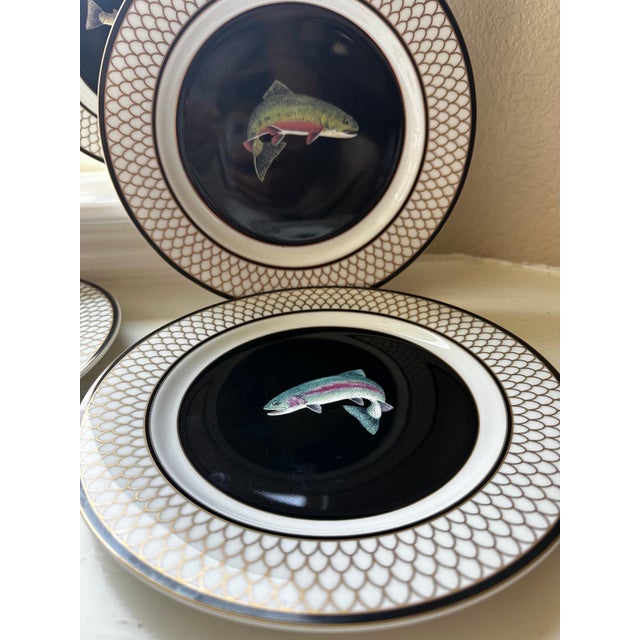1990s Sporting Porcelain Trout Luncheon Plates, Set of Four For Sale - Image 10 of 12