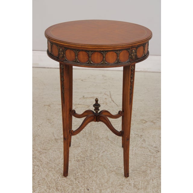 Age: C.1930s Details: Nice Bell Flower Carved Details 1 Drawer Factory Crackle Finish Oak Secondary Drawer Construction...