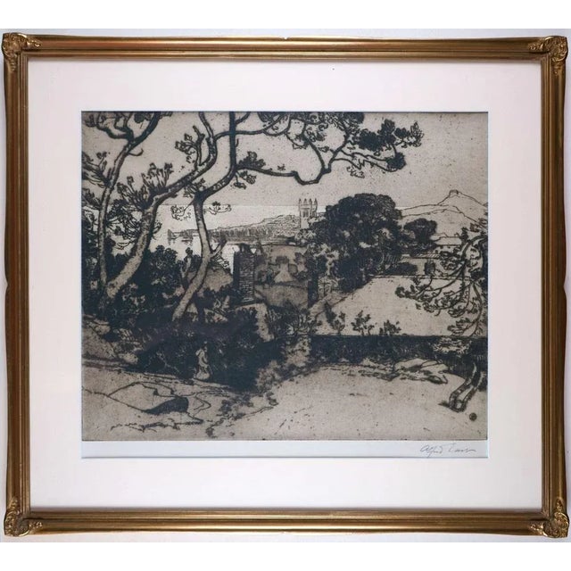 Albert Ernst, View of a Coastal Town, 20th Century, Etching, Framed For Sale - Image 5 of 5