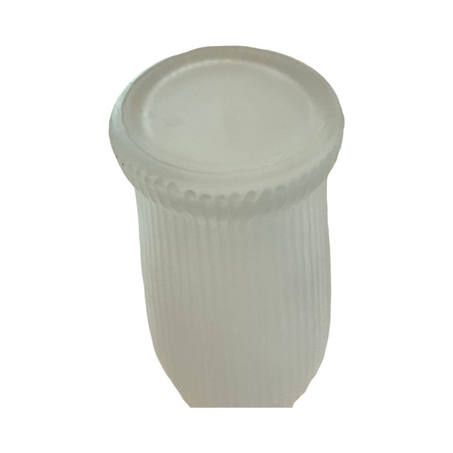 1940s Vintage Satin Glass Ribbed Vase Minimalist Sculptural Form For Sale - Image 5 of 5