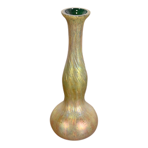 Josef Rindskopf Art Nouveau Iridescent Art Glass Double Gourd Bud Vase, Circa 1890s
