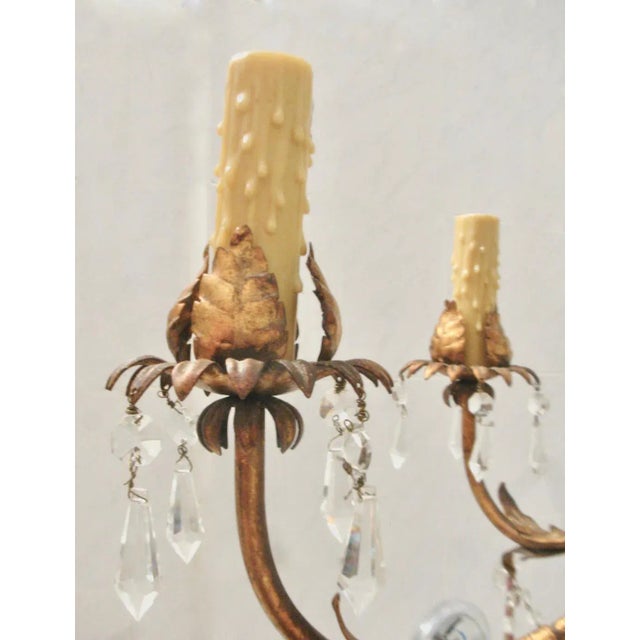 Mid 20th Century Mid 20th Century Murano Glass Tole Chandelier For Sale - Image 5 of 8