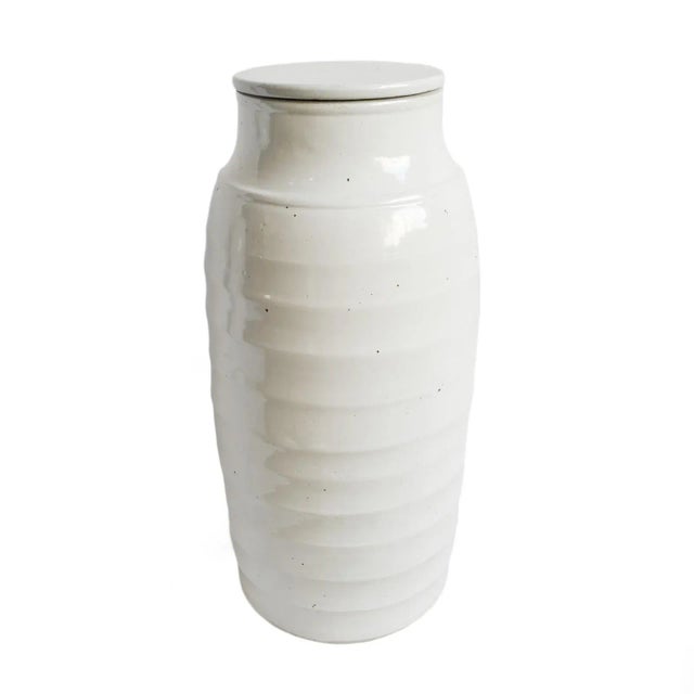 White Vintage White Ceramic Tall Jin Jar For Sale - Image 8 of 8