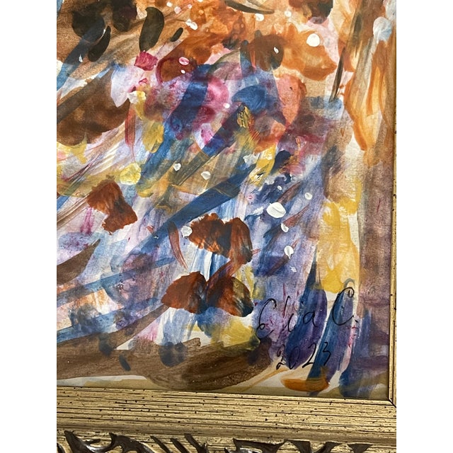 Abstract Dark Mini Abstract Original Painting Butterflies Framed For Sale - Image 3 of 3