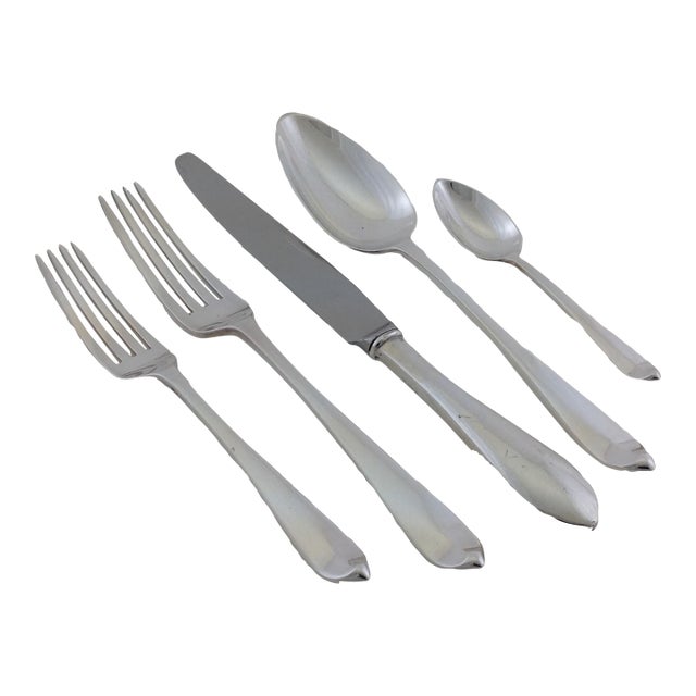Flatware Hand-Forged Sterling Silver 6-Piece Place-Setting, Pointed End Georgianby C. J. Vander For Sale