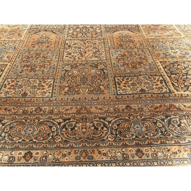 Persian Early 20th Century Persian Meshad Rust-Blue, Walnut and Brown Handmade Wool Rug For Sale - Image 3 of 9