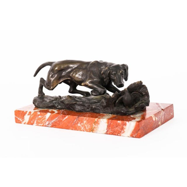 Carl Kauba, Hunting Dog, 19th Century, Bronze and Marble For Sale - Image 3 of 15