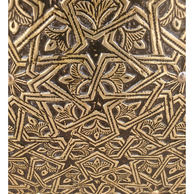 Moroccan Moroccan Octagonal Metal Inlaid Coffee Table - Gold Finish For Sale - Image 3 of 6