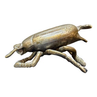 Vintage Cast Brass Beetle Ashtray For Sale